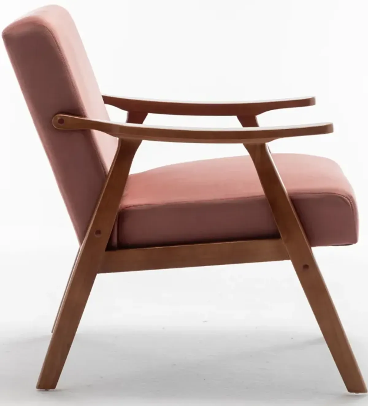 Mid Century Modern Accent Chair With Solid Wood Frame And Extra Thick Backrest