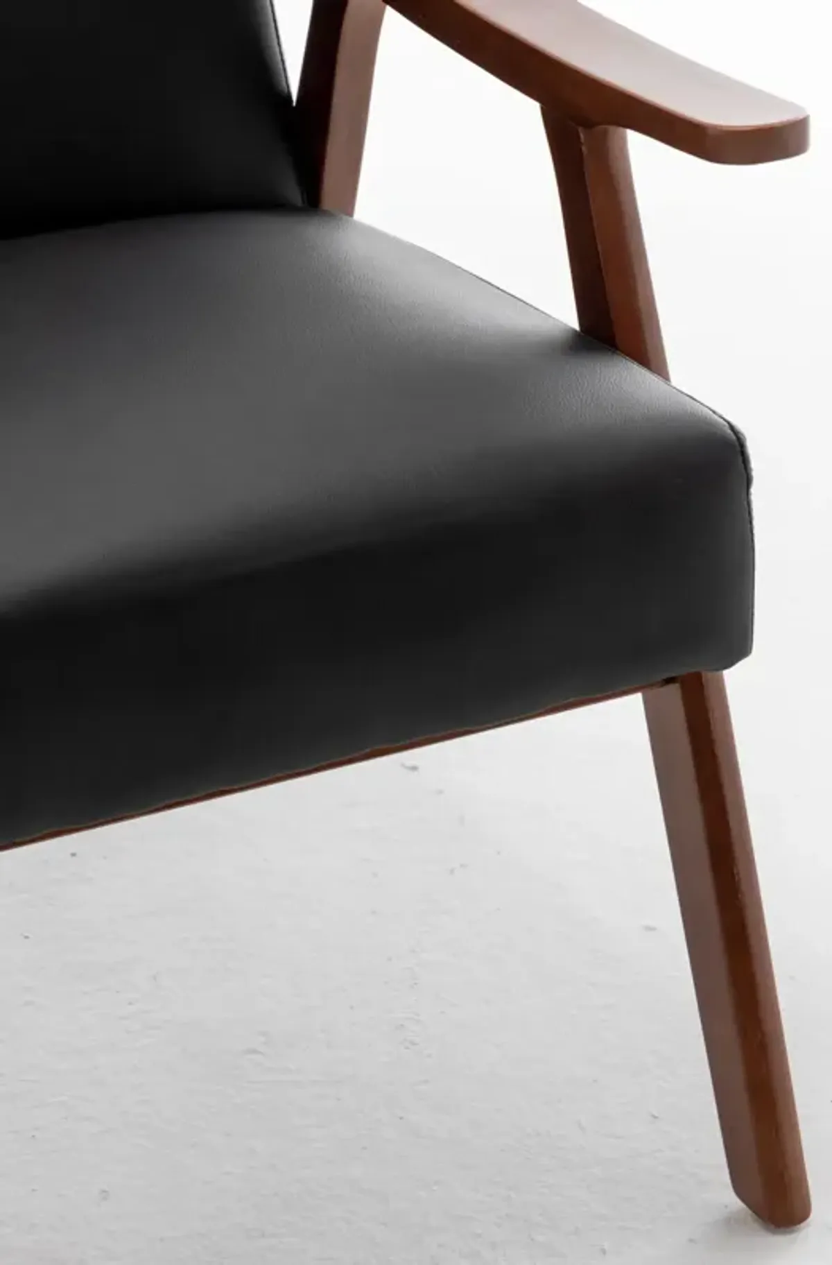 Mid Century Modern Accent Chair With Solid Wood Frame And Extra Thick Backrest