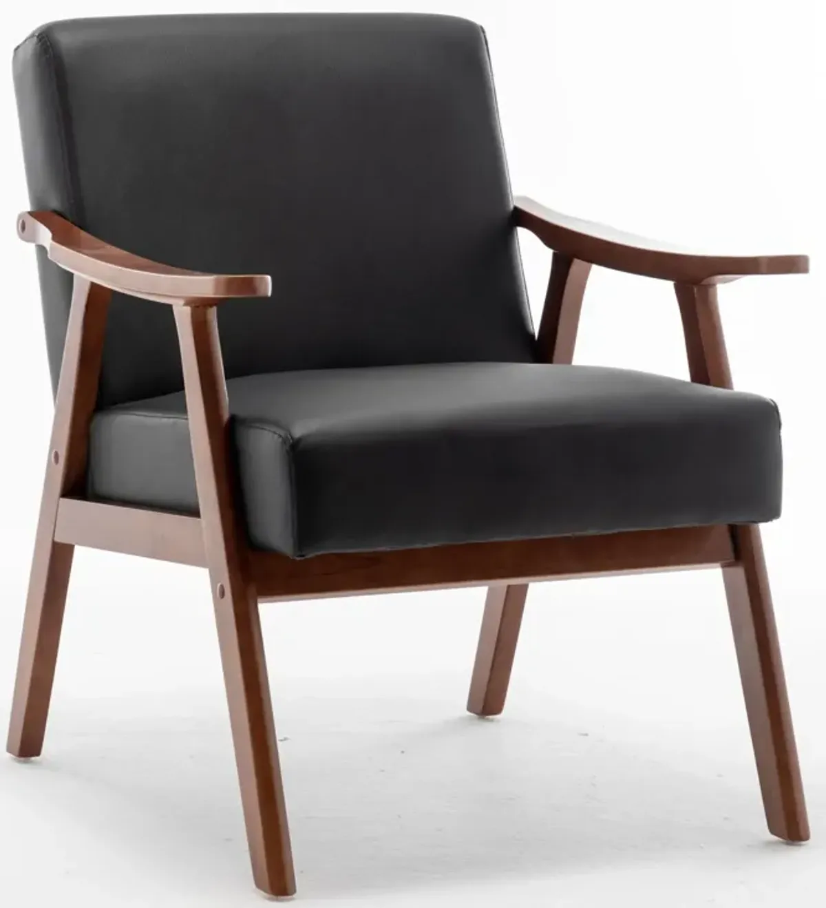 Mid Century Modern Accent Chair With Solid Wood Frame And Extra Thick Backrest