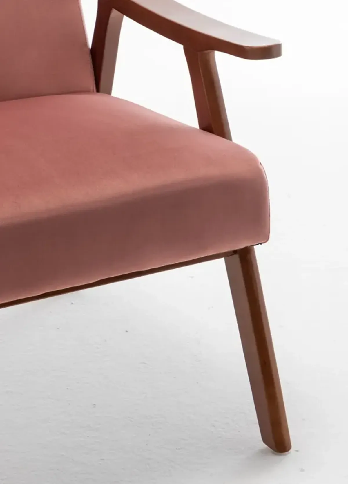 Mid Century Modern Accent Chair With Solid Wood Frame And Extra Thick Backrest