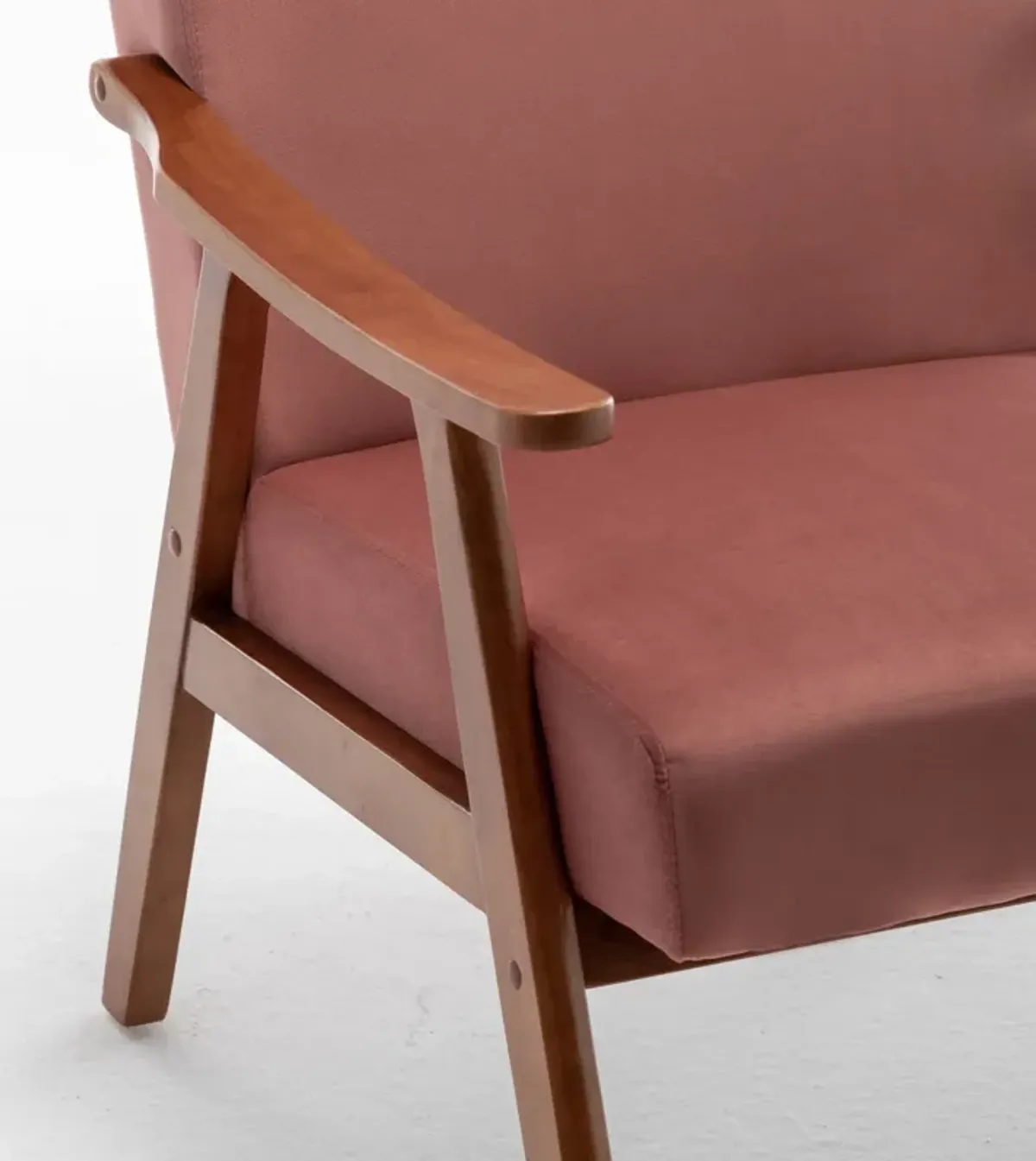 Mid Century Modern Accent Chair With Solid Wood Frame And Extra Thick Backrest