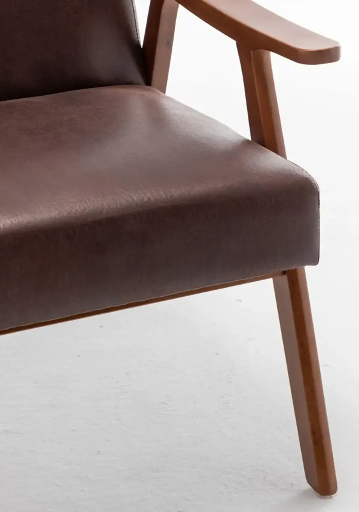 Mid Century Modern Accent Chair With Solid Wood Frame And Extra Thick Backrest