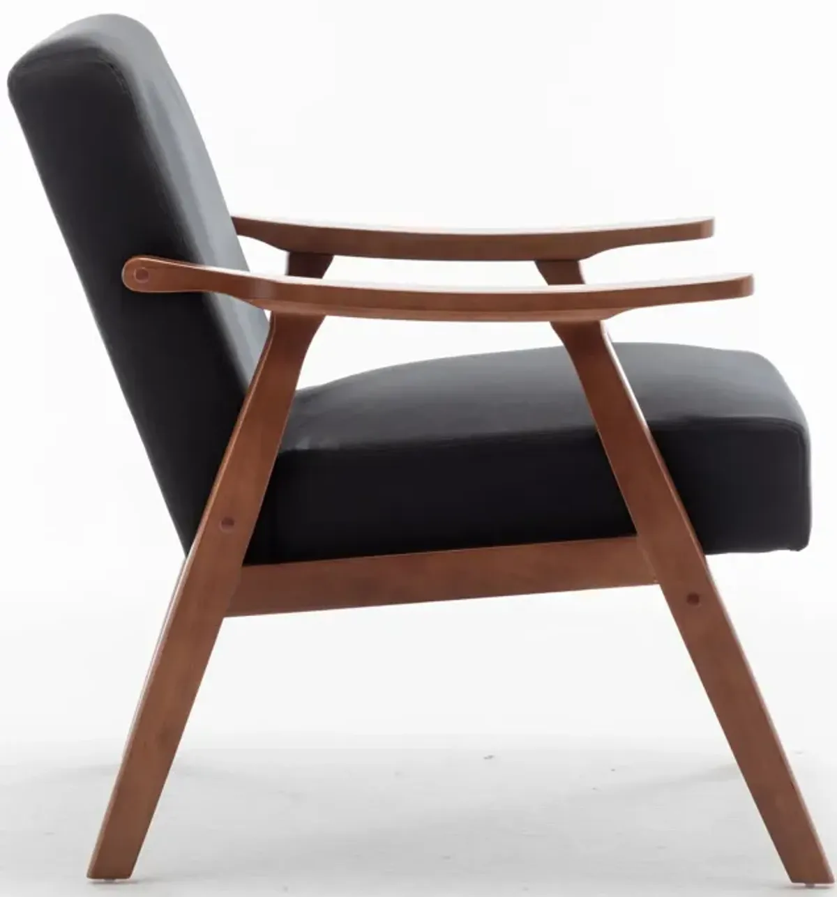 Mid Century Modern Accent Chair With Solid Wood Frame And Extra Thick Backrest