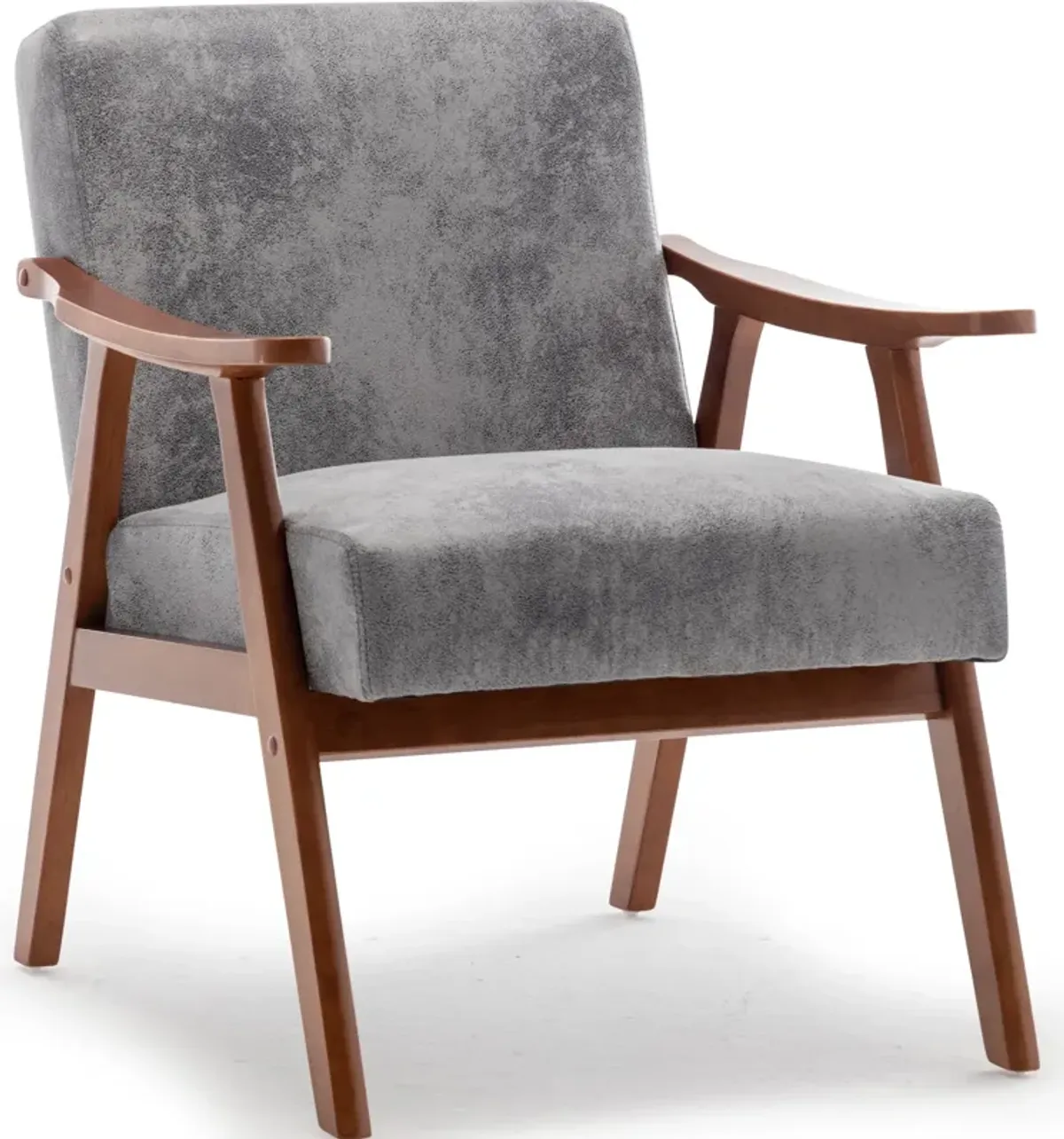 Mid Century Modern Accent Chair With Solid Wood Frame And Extra Thick Backrest