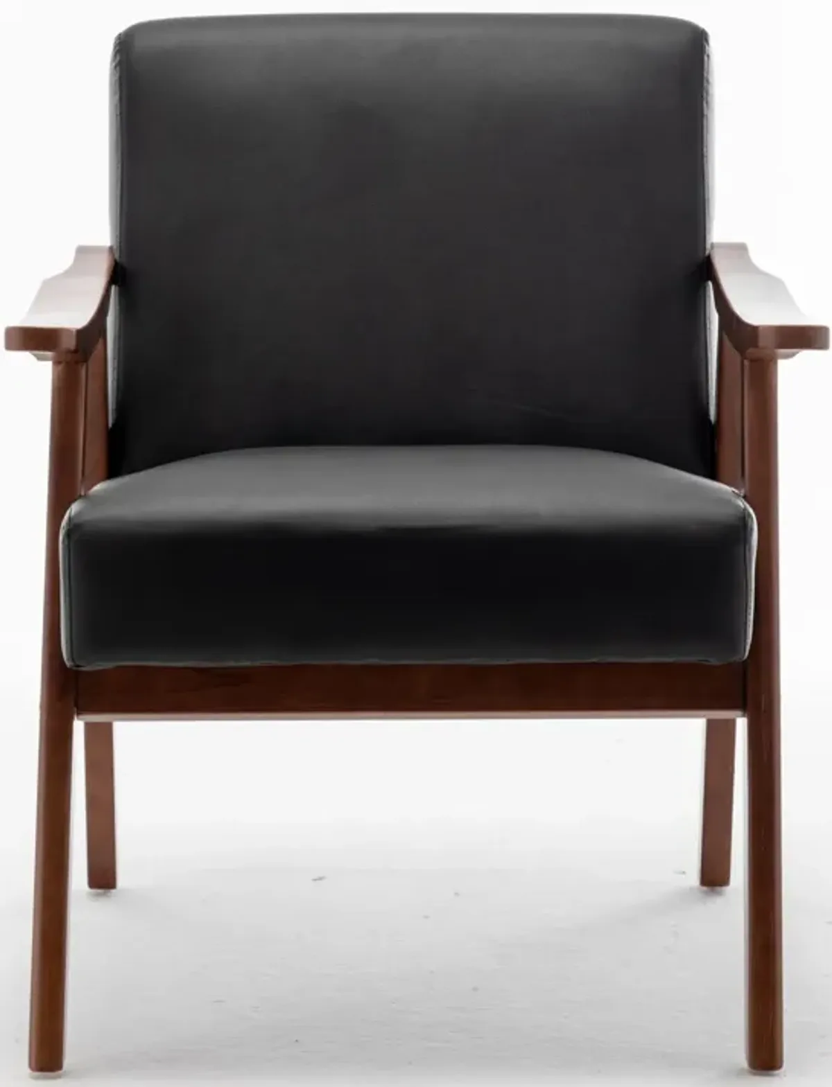 Mid Century Modern Accent Chair With Solid Wood Frame And Extra Thick Backrest
