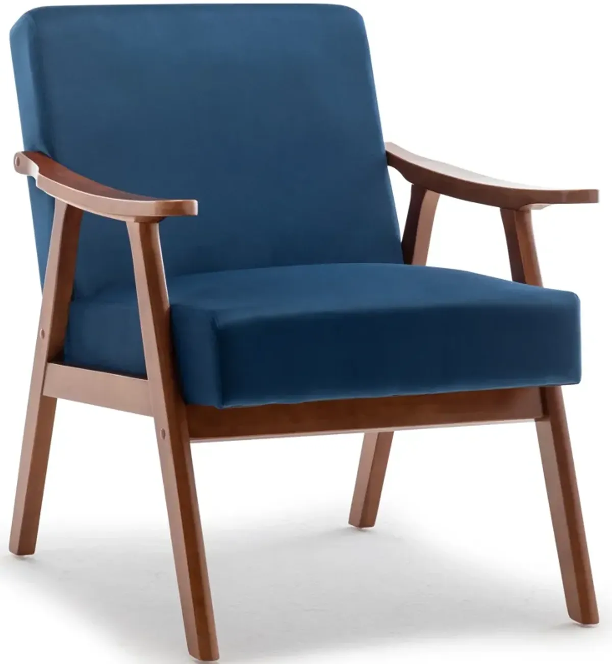 Mid Century Modern Accent Chair With Solid Wood Frame And Extra Thick Backrest