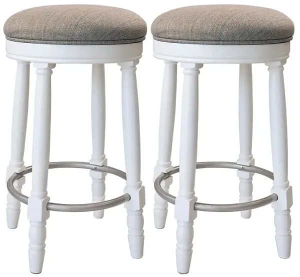 360° Swivel Wooden Barstools With Upholstered Seat, Counter Height (Set of 2)