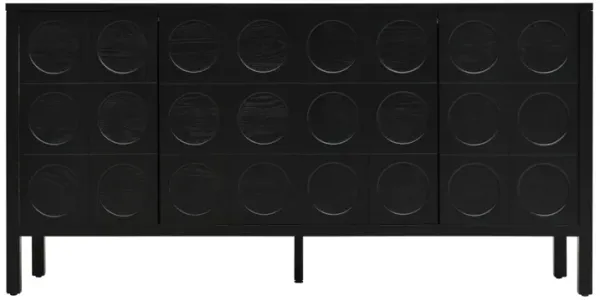 Stylish Storage Cabinet Sideboard With Unique Geometric Circle Door Design - Black