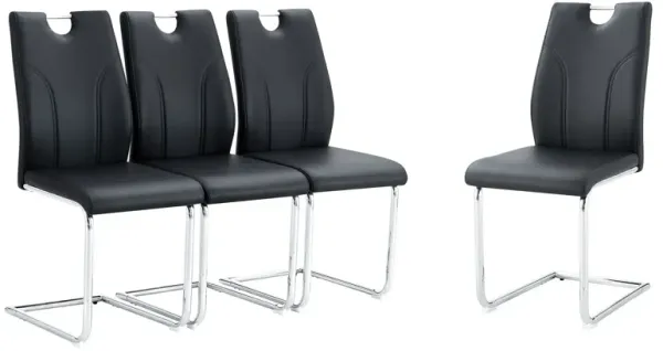 Light Luxury Bow Shaped Chairs With Electroplated Metal Legs, Sun And Stain Resistant, Dining Room And Living Room Set - Black