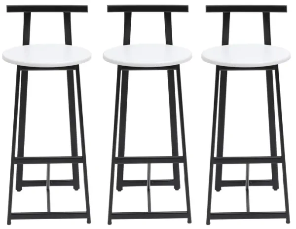 Modern Bar Stools With Backrest For Kitchen (Set of 3)