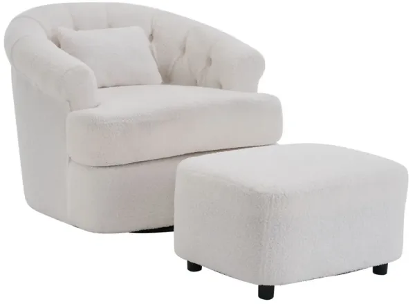 Swivel Chair With Ottoman, Modern Luxury Velvet Swivel Accent Chair, Comfy Round Armchair, Single Sofa Armchair With Lounge Seat For Bedroom / Office / Reading Spaces