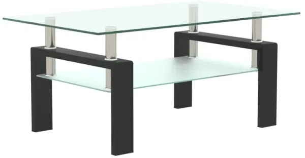 Modern Rectangular Coffee Table With Tempered Glass Top