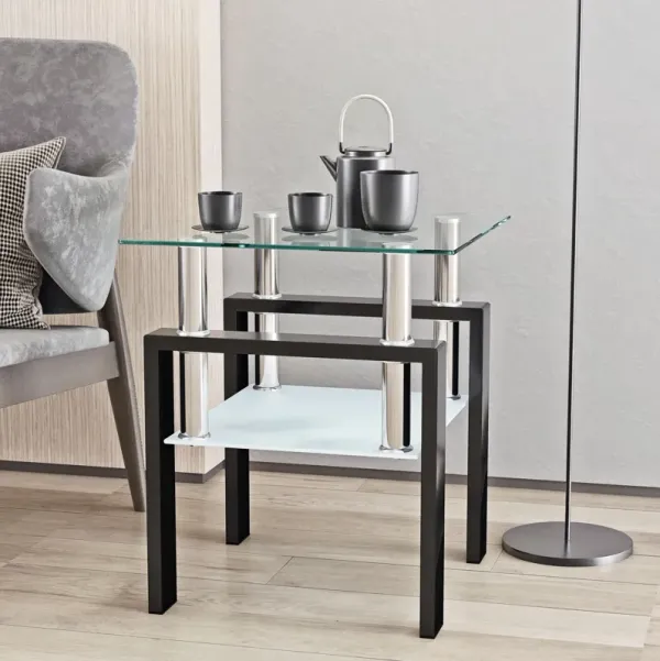Modern Tempered Glass Tea Table, End Square Table For Living Room