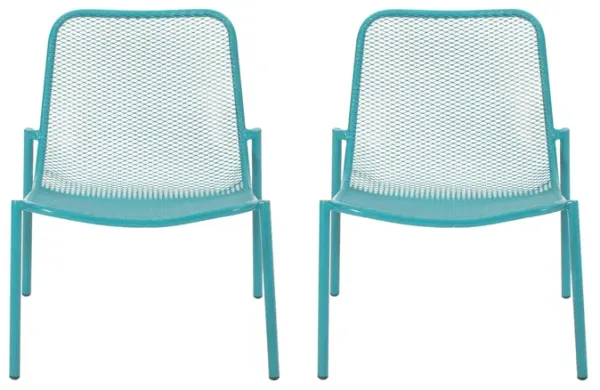 Outdoor Iron Chair With Mesh Design - Teal