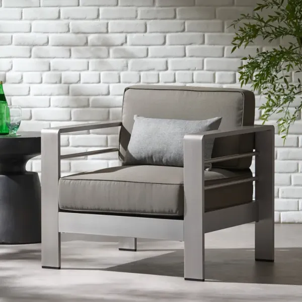 Outdoor Aluminum Club Chair With Cushion - Gray