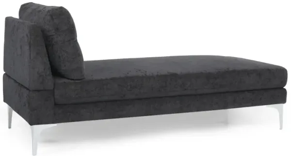 Fabric Upholstered Chaise Lounge With Iron Bracket Legs - Gray