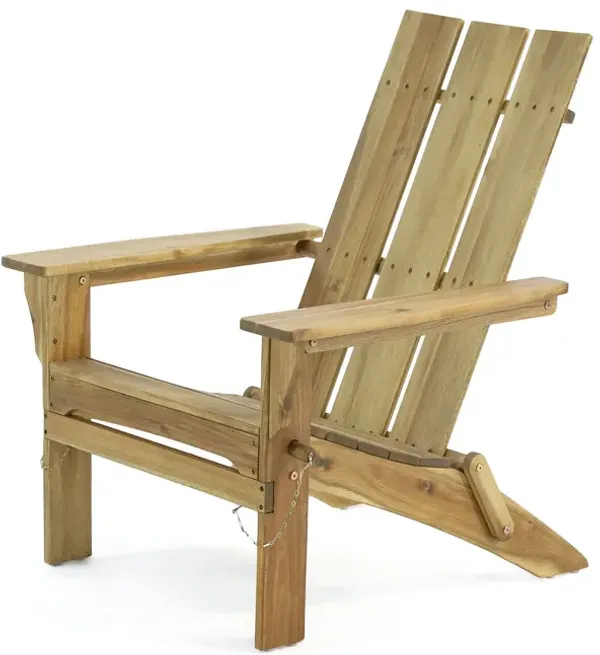 Outdoor Foldable Adirondack Chair With Slat Back - Natural