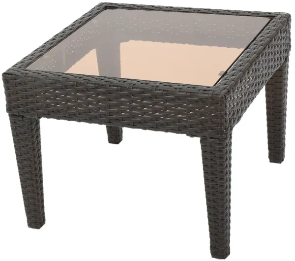 Nebulosity - Outdoor Accent Table With Square Glass Top - Brown Multi