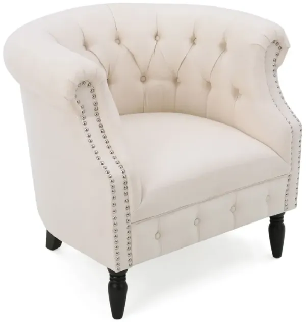 Celestialis - Upholstered Club Chair With Tub Design And Rolled Recessed Armrests