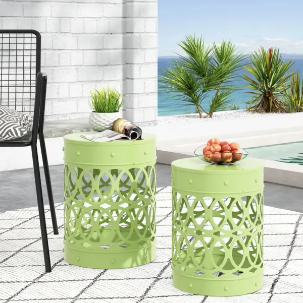 Outdoor Metal S/2 End Table