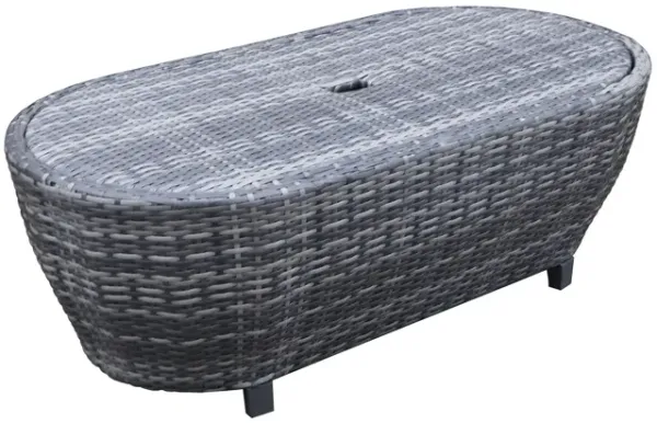 Modern Outdoor Wicker Oval Coffee Table With Storage - Black Tourmaline