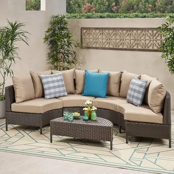 Pt Limon - 5 Pieces Sofa Set - Brown / Beige
