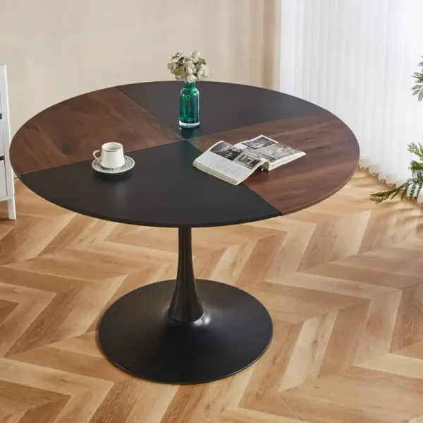 Tulip Round Dining Table, Office Table, Coffee Table - Brown