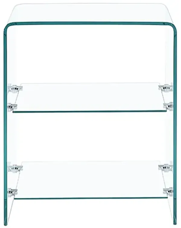 Tempered Clear Bent Glass Side Table Sofa Table, Multi Purpose Use, Premium Tempered Glass - Transparent