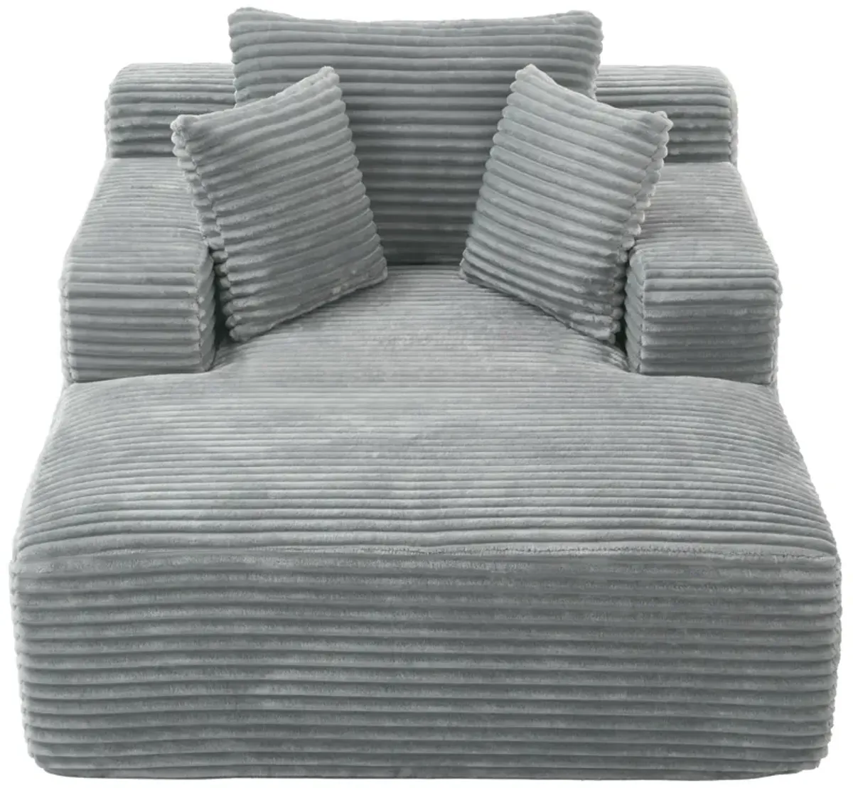 Modern Full Compressed Chaise Lounge Sofa Bed With Removable Pillows, Upholstered - Gray