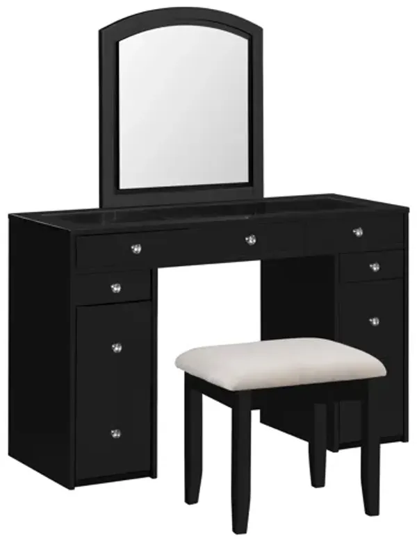 3 Piece Modern Vanity Set with Mirror and Stool