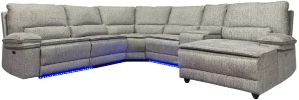 4 Piece Modern Power Reclining Sectional with LED Lights, Storage, and USB Charging Ports