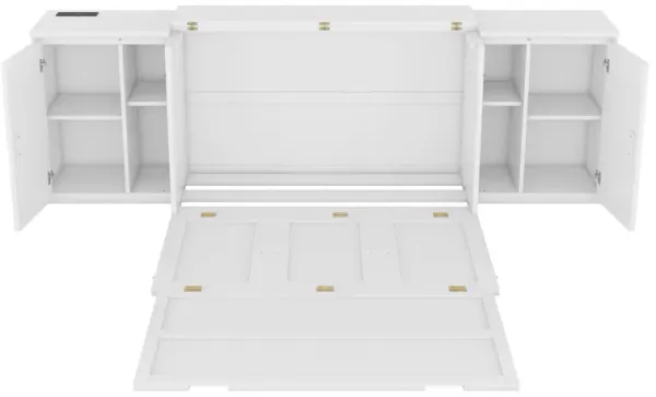 Murphy Bed With Shelves, Cabinets And USB Ports