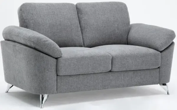 Villanelle - Loveseat With Chrome Finish Legs - Light Gray