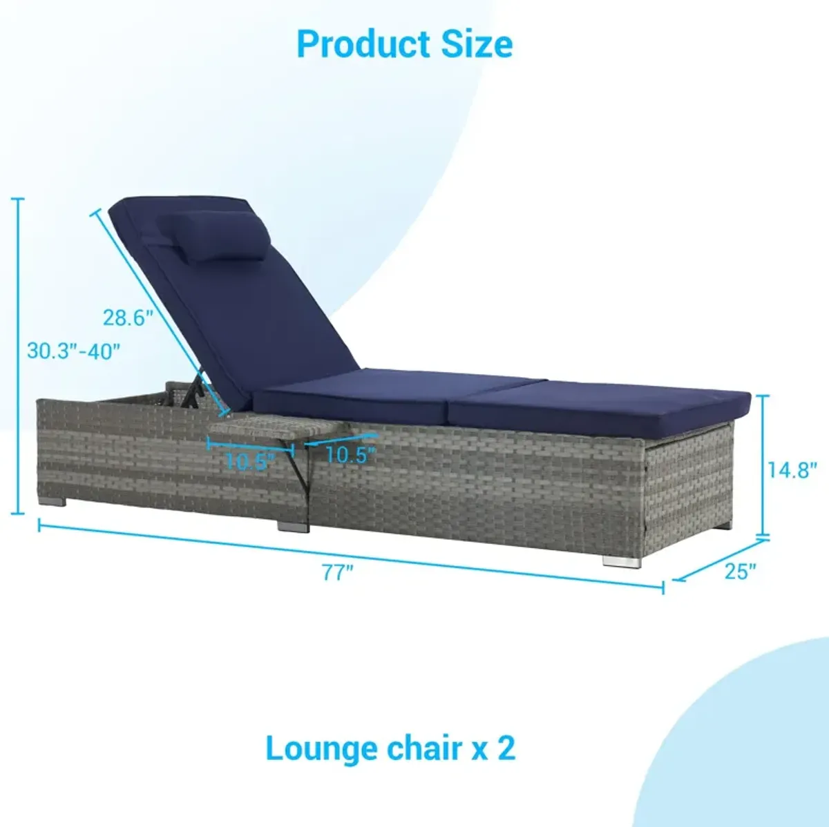 Outdoor Sofa Pe Rattan Furniture Deck Chair - Gray