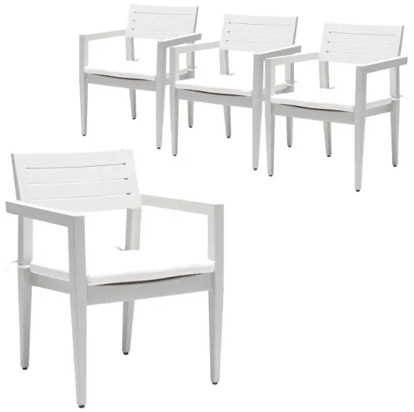Outdoor Patio Stationary Dining Chairs With Outdoo Grade Sunbrella Fabric Cushions, Tapered Feet (Set of 4) - Grayish
