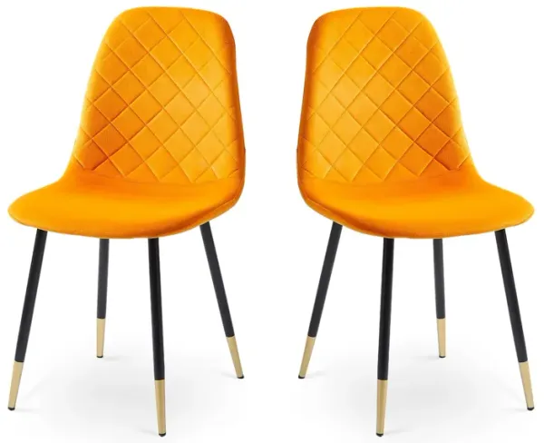 Velvet Tufted Accent Chairs With Golden Color Metal Legs, Modern Dining Chairs For Living Room