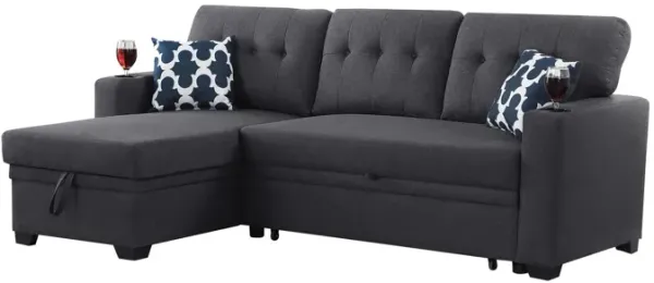 82" Width Sectional With Storage Chaise And Cupholder Armrest