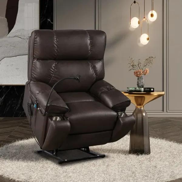 Recliner Chair With Phone Holder, Electric Power Lift Recliner Chair With 2 Motors Massage And Heat For Elderly, 3 Positions, 2 Side Pockets, Cup Holders
