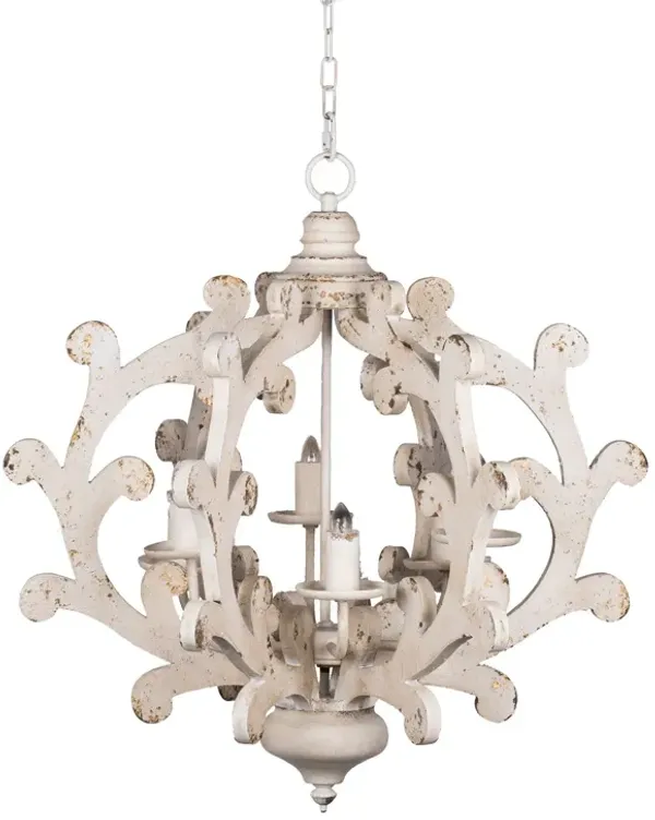 6 Light Chandelier, Hanging Light Fixture With Adjustable Chain For Kitchen, Bulb Not Included - White