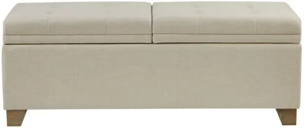 Soft Close Storage Bench Upholstered - Natural Fabric