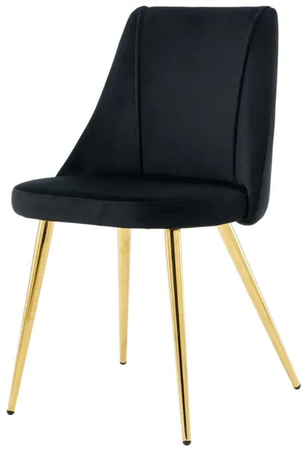 Modern Simple Velvet Dining Chair Set With Gold Metal Legs (Set of 4) - Black