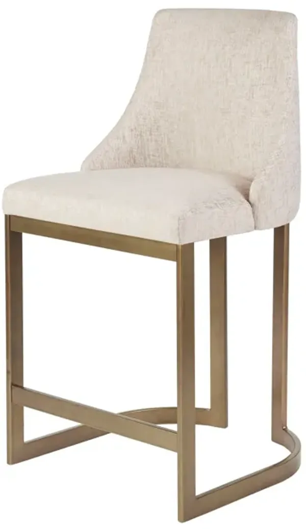 Modern Upholstered Counter Stool With Metal Base - Cream
