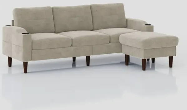3 Seater Convertible Combination L Shaped Sofa With Footstools With Storage
