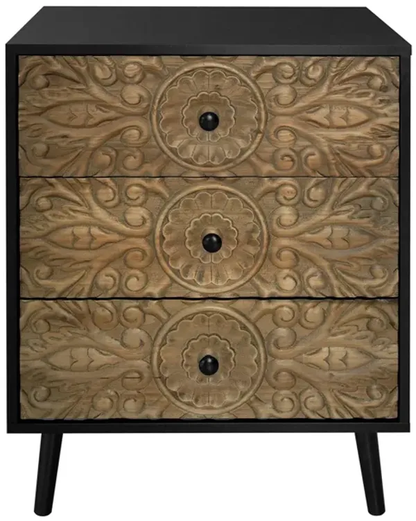 3 Drawer Cabinet, Suitable For Bedroom - Black