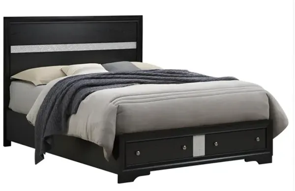 Madrid - Queen Bed With Storage Drawers And Nickel Handles - Black