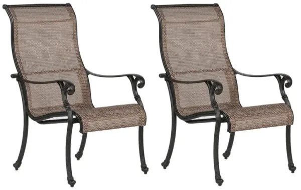 Patio Outdoor Sling Patio Chairs With Aluminum Frame, All-Weather Furniture (Set of 2) - Bronze