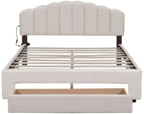 Upholstered Platform Bed With Drawer