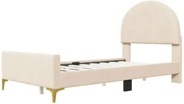 Upholstered Platform Bed With Classic Semi-Circle Shaped Headboard