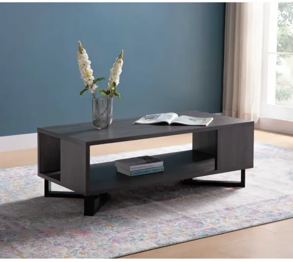 Coffee Table - Distressed Gray / Black