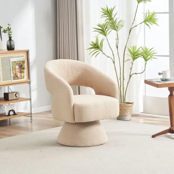 Round Barrel Accent Chair Armchair With Smooth Swivel Base